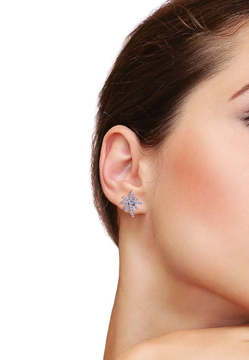Women's or Men's Tiffany & Co. Diamond Platinum Fireworks Earrings