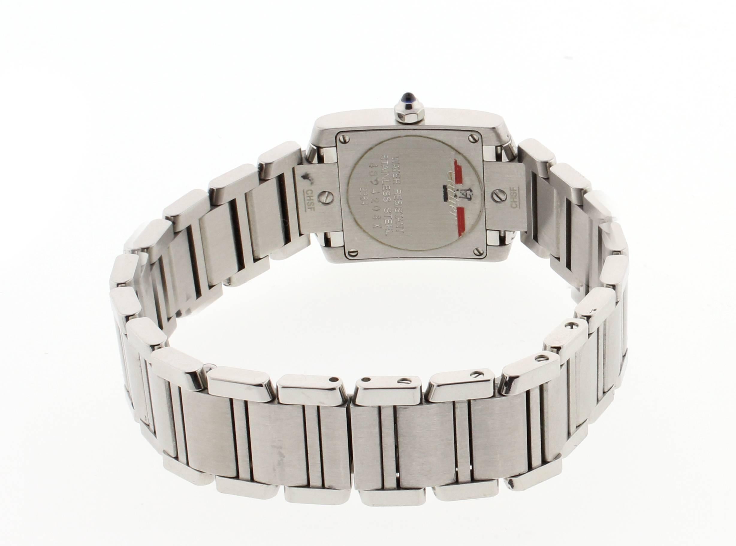 Cartier Lady's Stainless Steel Tank Française Quartz Wristwatch Ref W51008Q3  In Excellent Condition In Bethesda, MD