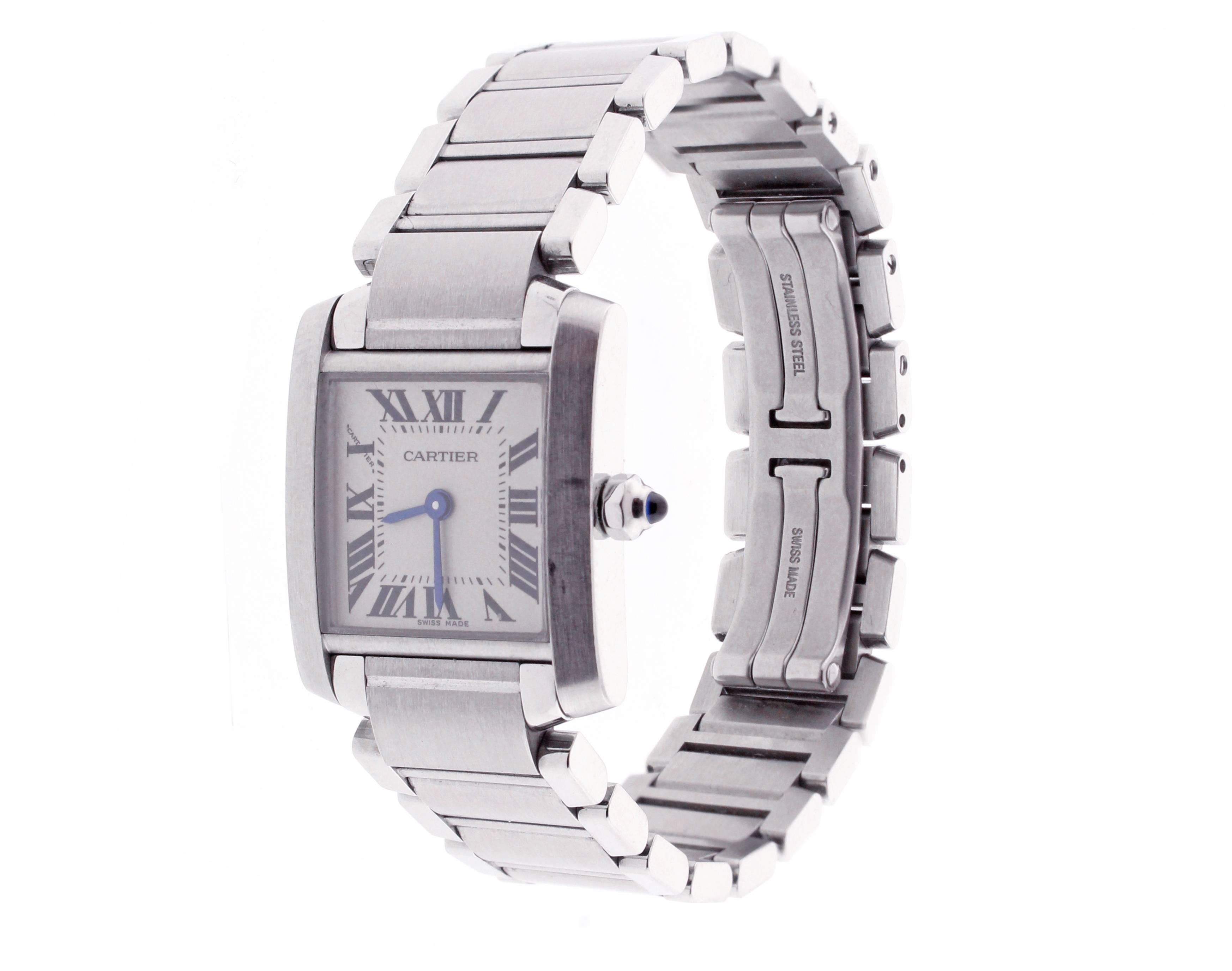 Women's or Men's Cartier Lady's Stainless Steel Tank Française Quartz Wristwatch Ref W51008Q3 