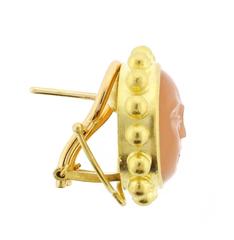 Elizabeth Locke Moonstone Gold Man in the Moon Earring