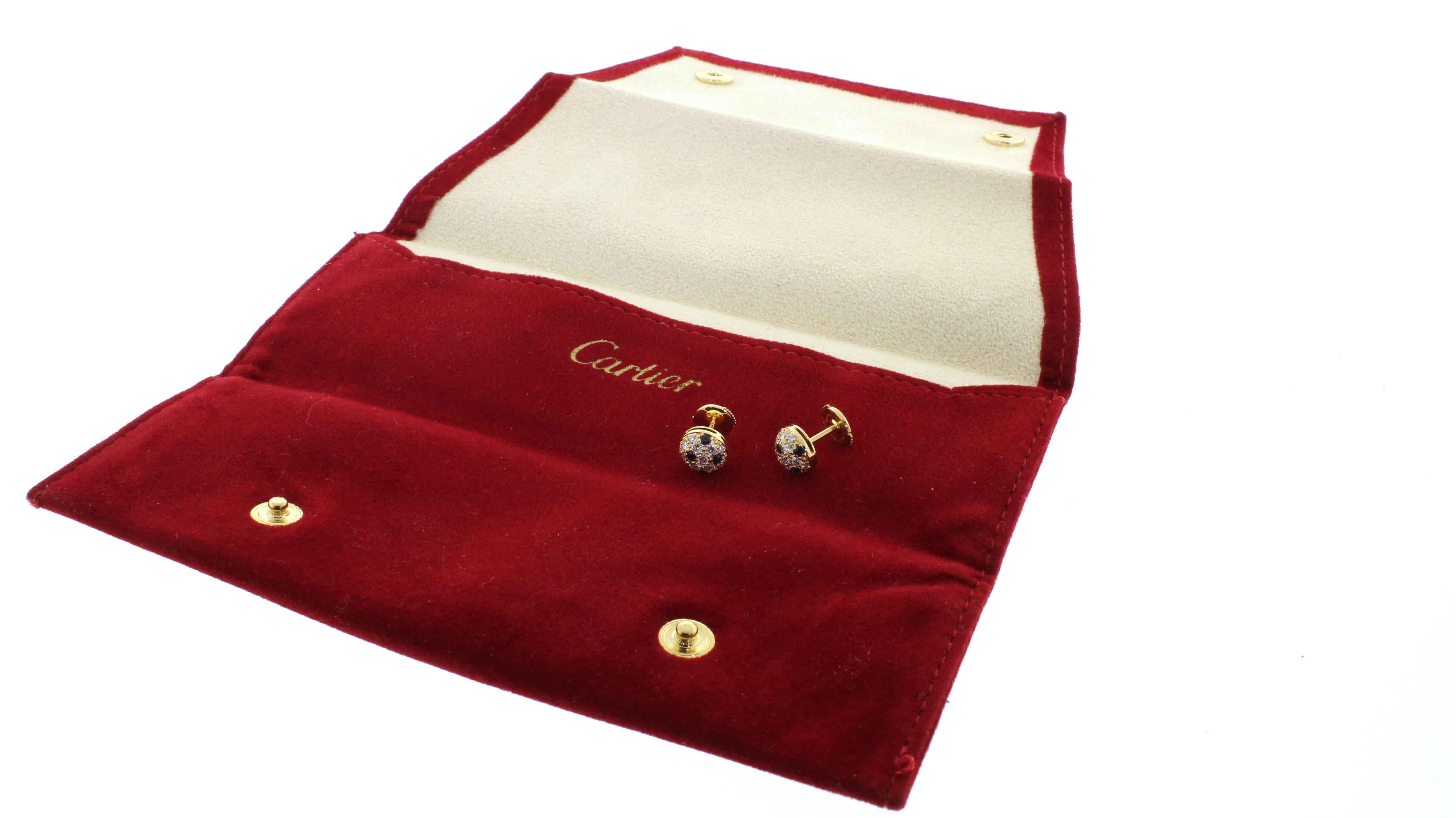 Women's Cartier Sapphire Diamond Gold Pavé Earrings
