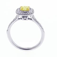 Tiffany & Co. Soleste Fancy Intense Yellow Diamond Gold Platinum Ring