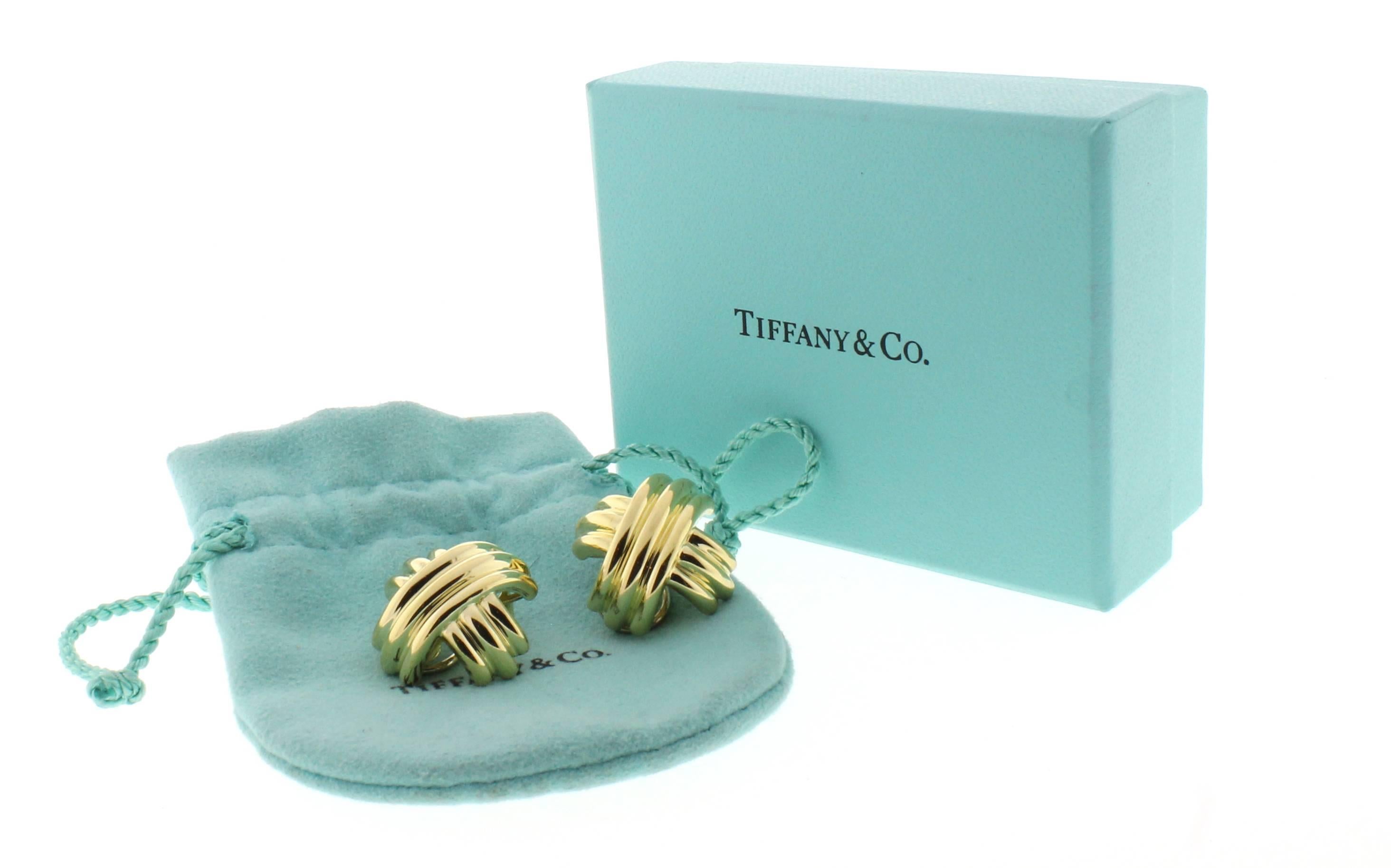 Tiffany & Co. Large Gold Signature X Earrings In Excellent Condition In Bethesda, MD