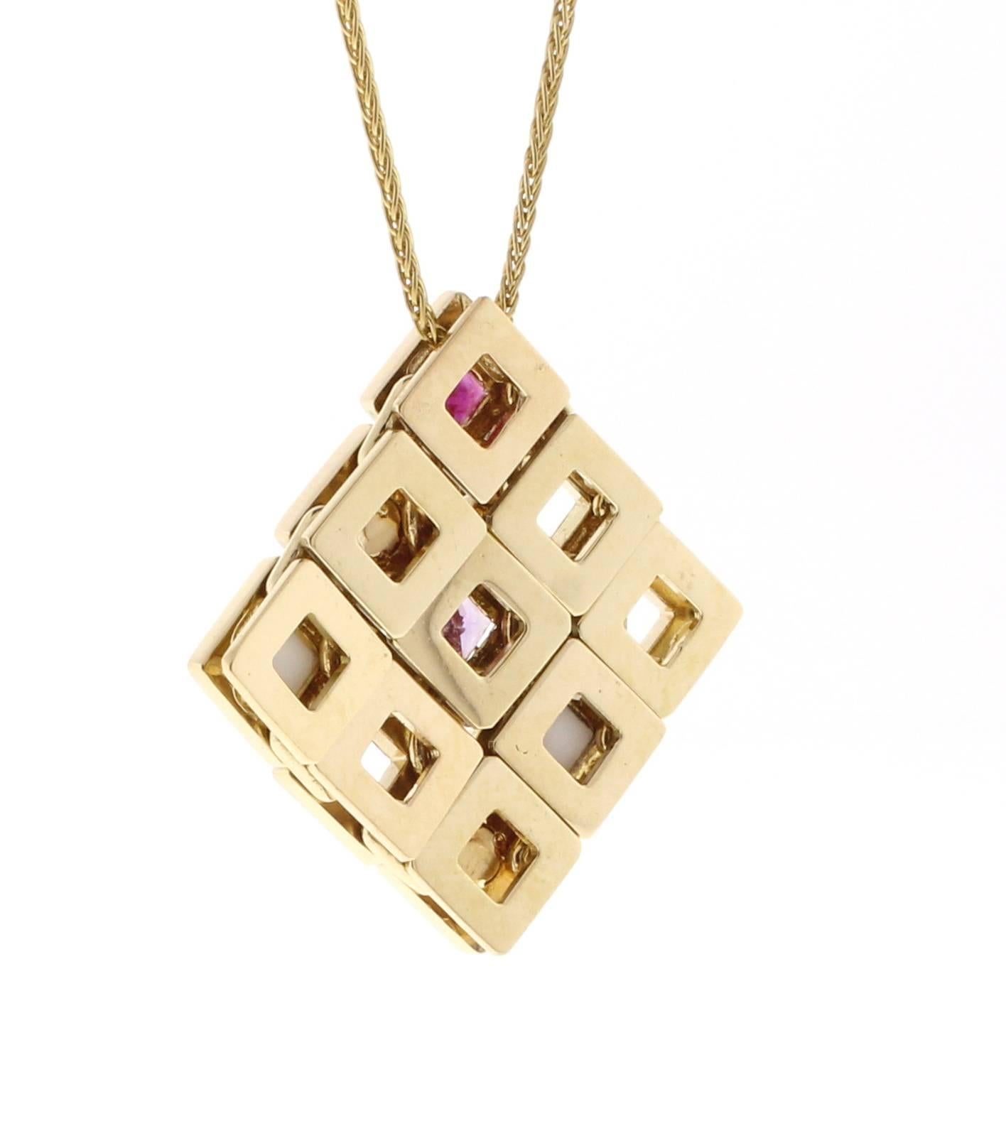 Women's or Men's Versace Maia Pink Sapphire Diamond Gold Necklace