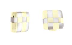 1980s Tiffany & Co. Mother of Pearl Gold Checkerboard Earrings