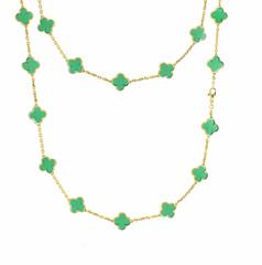 Van Cleef & Arpels 20 Motiv Chrysopras Gold Alhambra Halskette