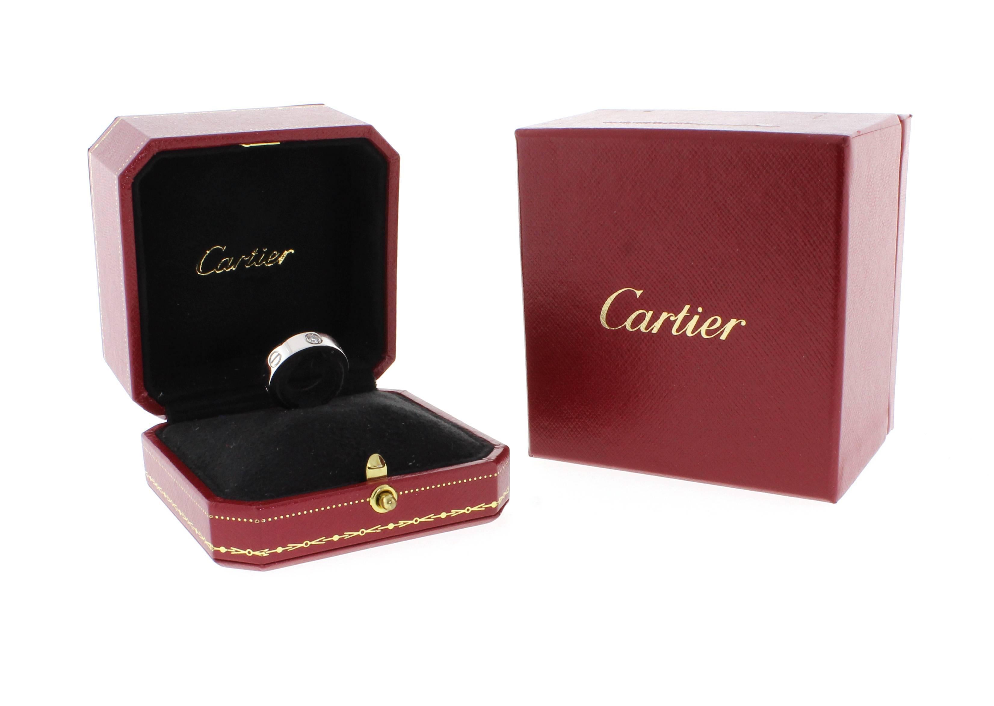 Cartier Diamond Platinum LOVE Ring In Excellent Condition In Bethesda, MD
