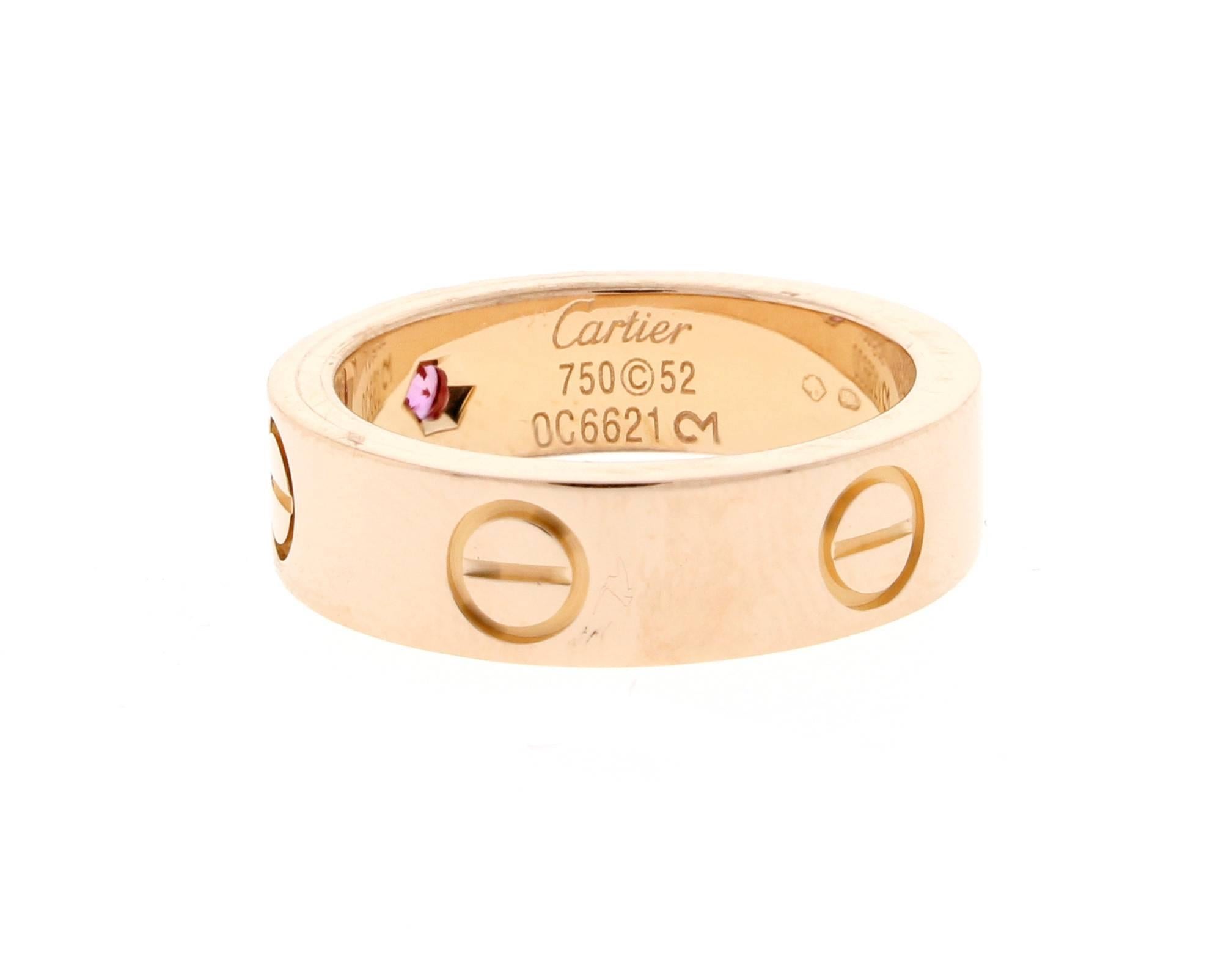 The Cartier LOVE collection remains today an iconic symbol of love that transgresses convention. The screw motifs and undeniable elegance establish the piece as a timeless tribute to passionate romance. Single Pink Sapphire in pink 18 karat gold, 