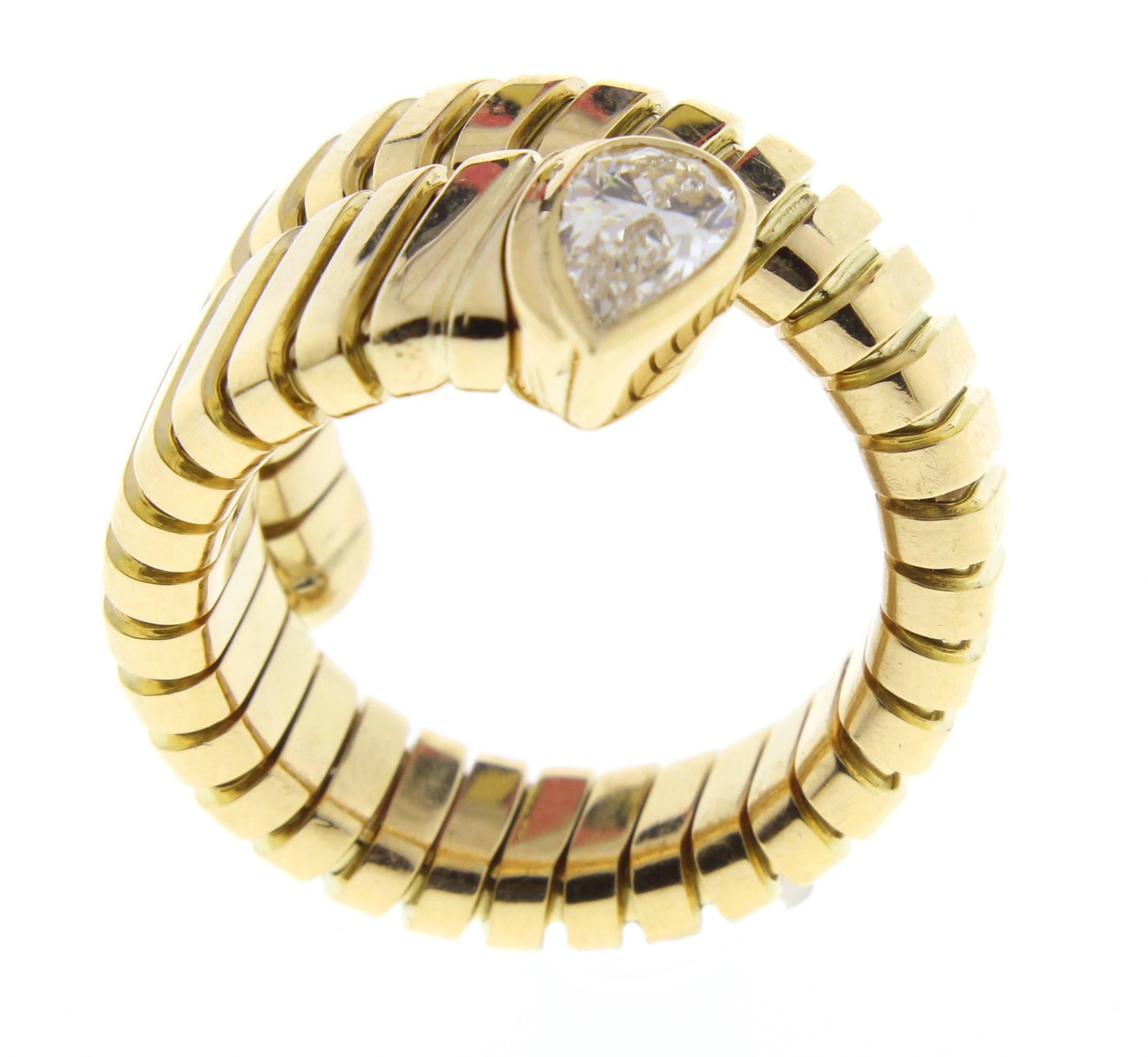 Women's or Men's Bulgari Tubogos Diamond Snake Ring