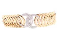 Verdura Double Crescent Diamond Pink Gold Bracelet