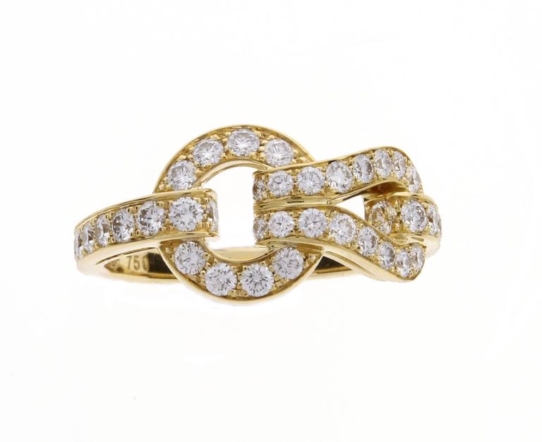 Cartier Diamond Gold Agrafe Ring at 1stDibs | cartier agrafe ring