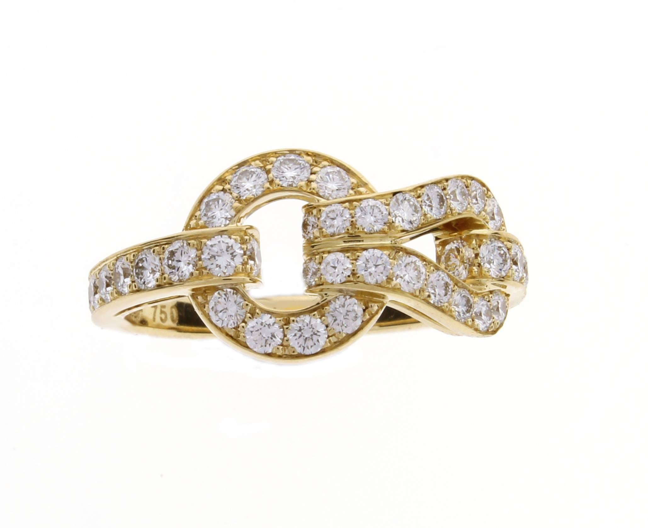Cartier Diamond Gold Agrafe Ring In Excellent Condition In Bethesda, MD