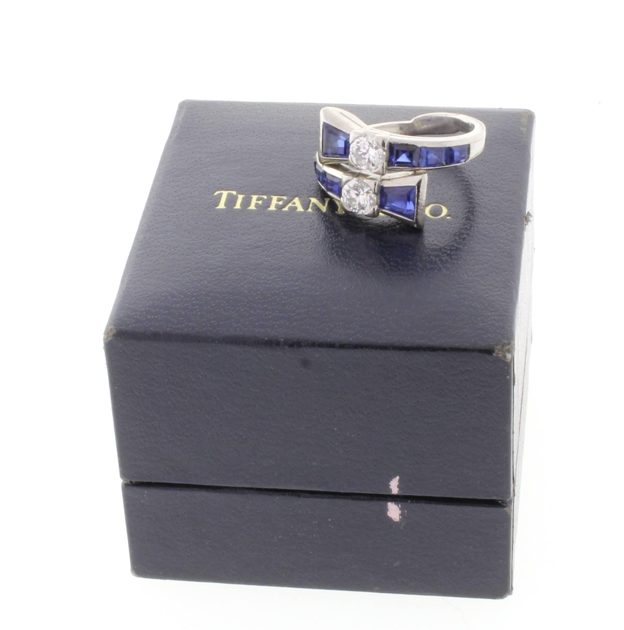 1940s Tiffany & Co. Sapphire Diamond platinum Ring 1