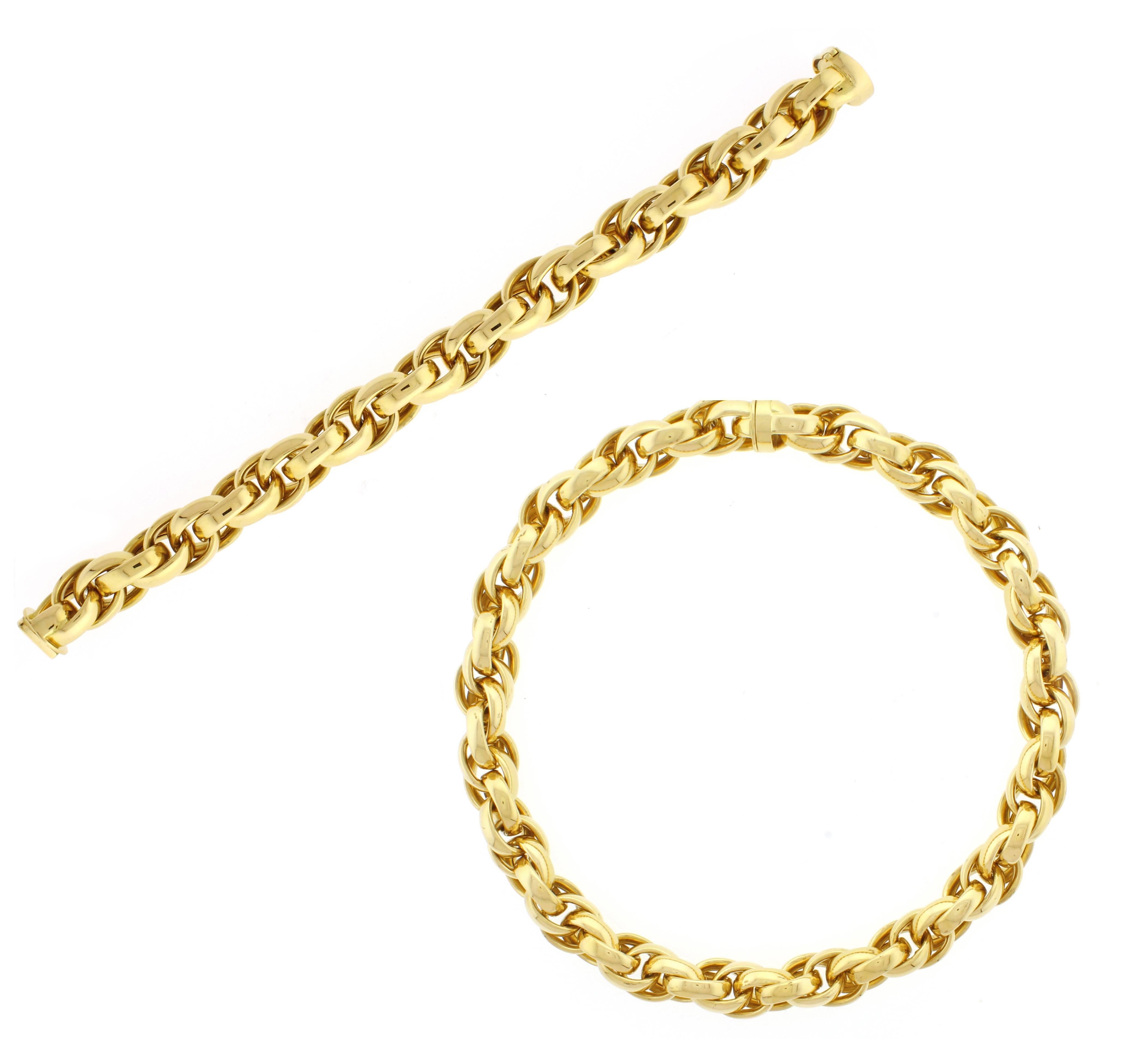 Abel & Zimmerman of Pforzheim, Germany is known for their superb designs and meticulous fabrication, Abel and Zimmerman produced some of the would's finest gold jewelry from 1895 to 2009. This 18 karat  necklace is 1/2 of and inch in diameter and 17