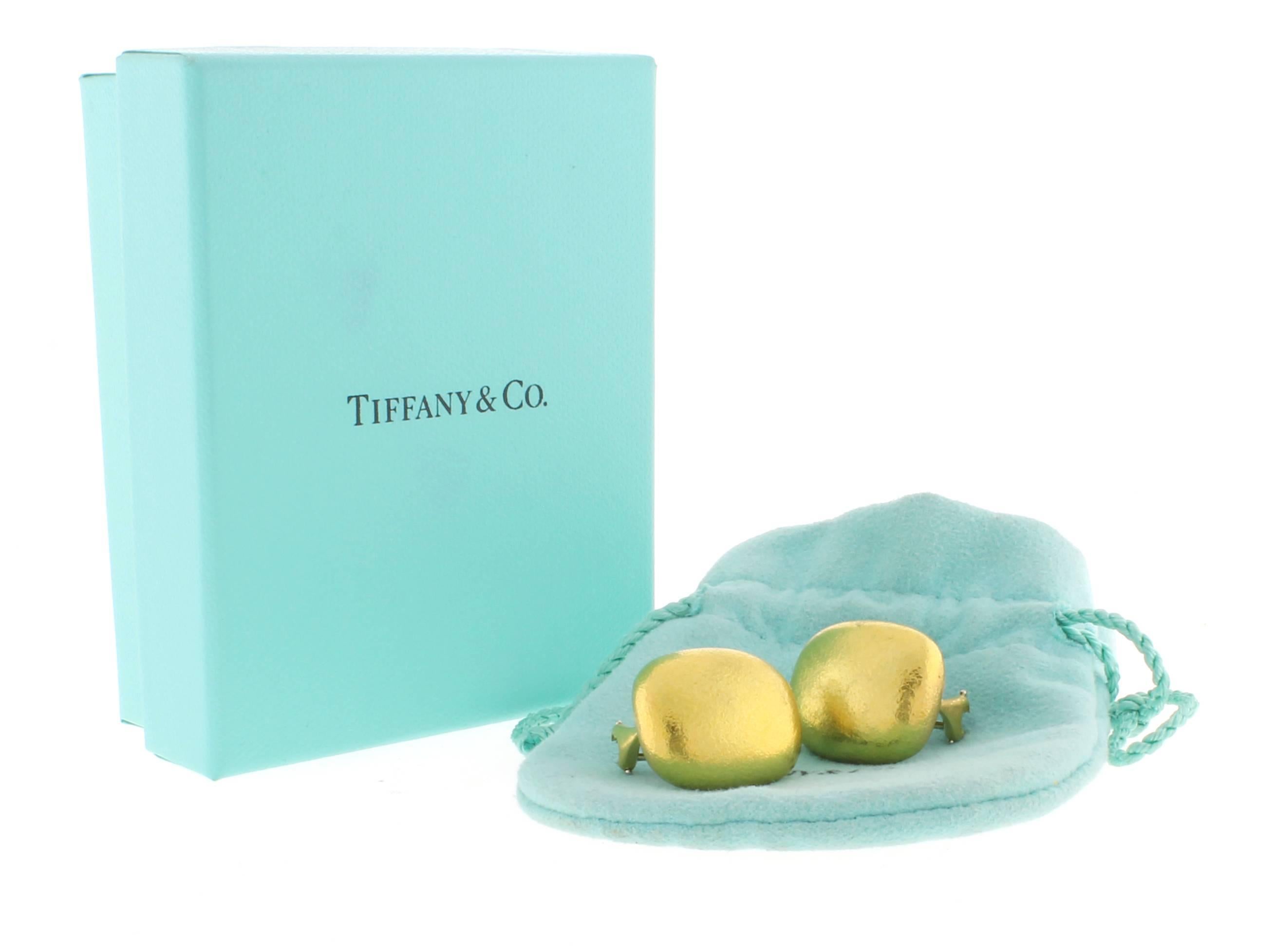 Men's Tiffany & Co. Cushion Shape Textured Gold Earrings