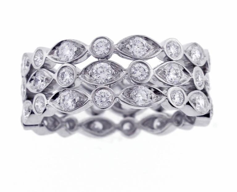 Co Jazz Three Row Diamond Band Ring 
