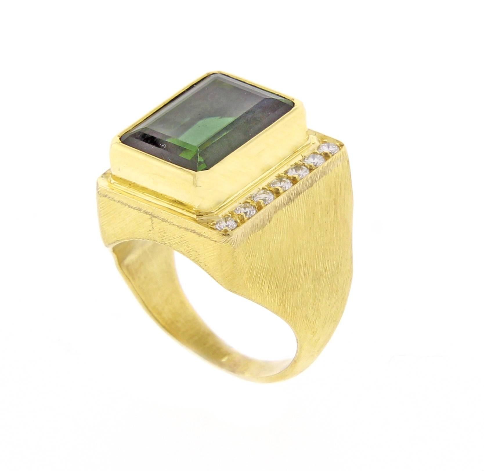 Modernist Burle Marx Tourmaline and Diamond Ring For Sale