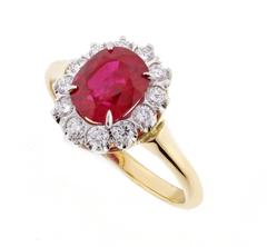 Burma No-Heat A.G.L. Ruby and Diamond Ring