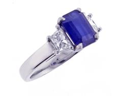 Natural 2.41 Carat Burma No-Heat AGL Sapphire Diamond Platinum Ring