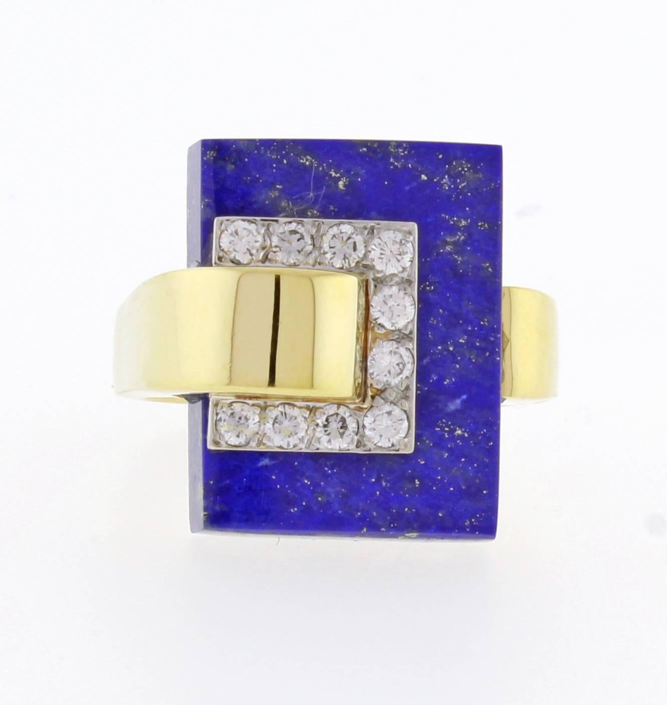 Cartier Lapis Diamond Gold Ring In Excellent Condition In Bethesda, MD