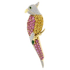 Pink Sapphire and Diamond Parrot Brooch & Pendant