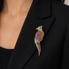 Pink Sapphire and Diamond Parrot Brooch & Pendant