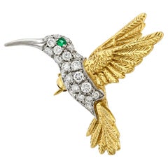 Diamond Hummingbird Brooch