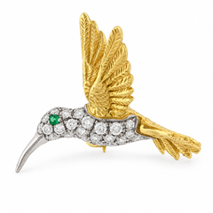 Diamond Hummingbird Brooch
