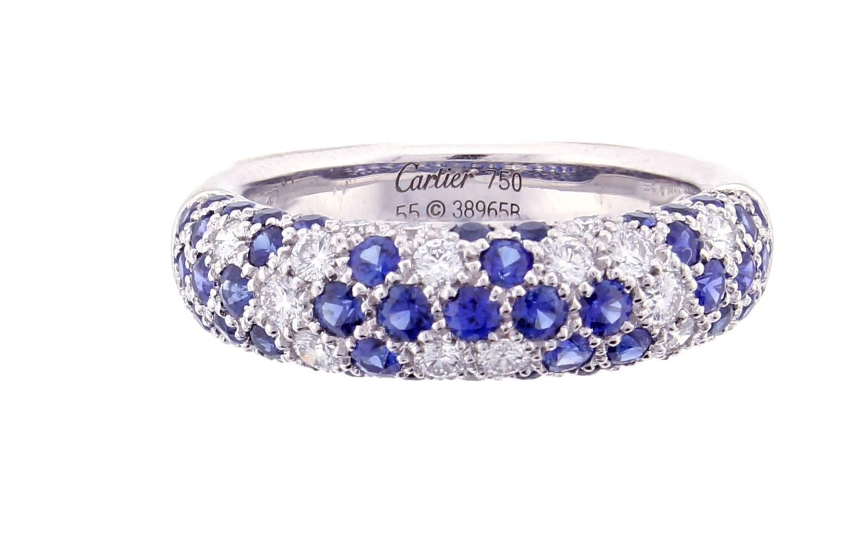 Cartier Sapphire and Diamond Band-Ring In Excellent Condition In Bethesda, MD