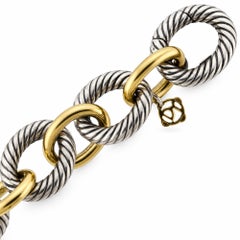 David Yurman Large 18kt and Sterling Oval Link Cable Necklace