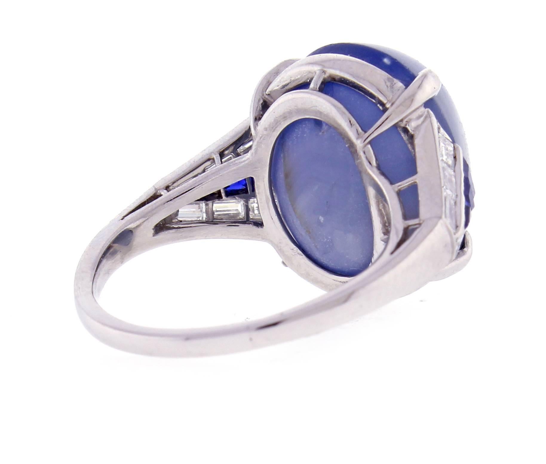 Men's Paul Gillot Art Deco Natural Star Sapphire Ring