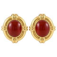Boucles d'oreilles en cabochon de cornaline « Elizabeth Locke »