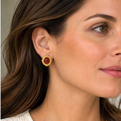 Boucles d'oreilles en cabochon de cornaline « Elizabeth Locke »