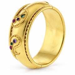 Bracelet rigide Elizabeth Locke en or avec pierres précieuses