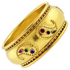 Bracelet rigide Elizabeth Locke en or avec pierres précieuses