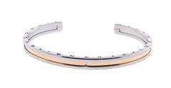 Bvlgari B.Zero1 Rose Gold and Stainless Steel Cuff Bracelet