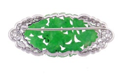 Cartier Art Deco Jade and Diamond Brooch