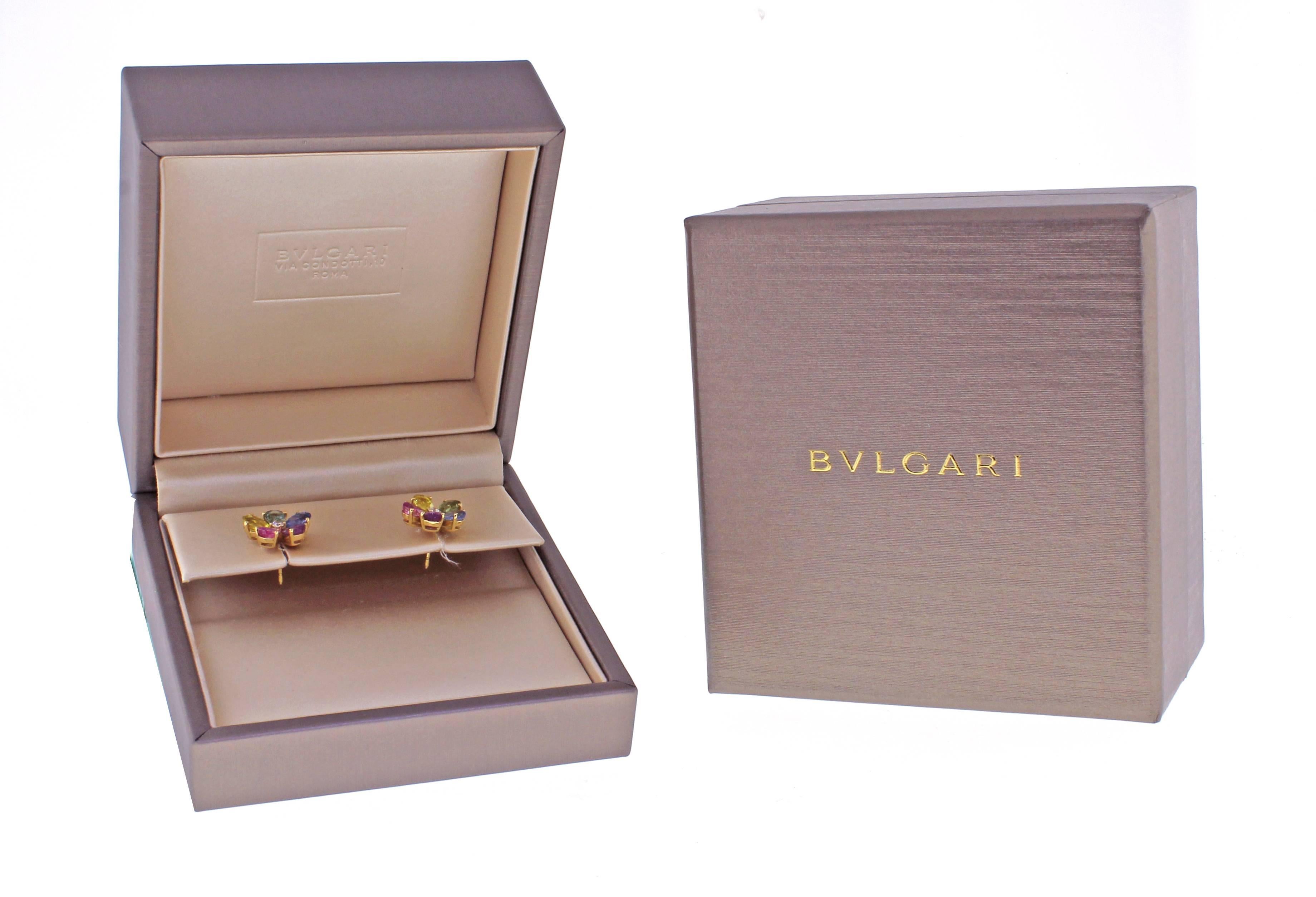 Bulgari Sapphire and Diamond Flower Stud Earrings In New Condition In Bethesda, MD
