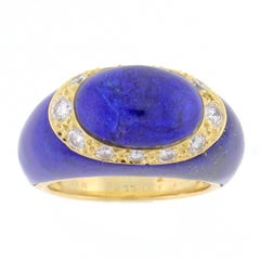 Van Cleef & Arpels Lapis Diamond Gold Dome Ring