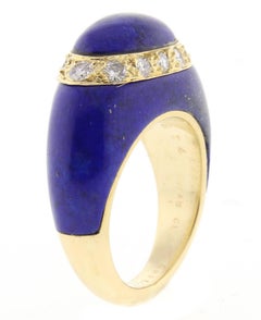 Van Cleef & Arpels Lapis Diamond Gold Dome Ring
