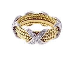 Tiffany & Co. Schlumberger Rope Four-Row Diamond X Ring