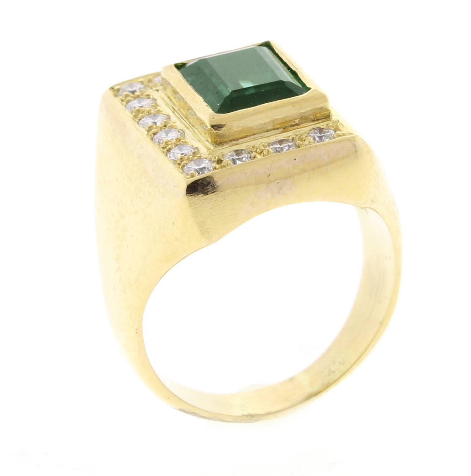 Burle-Marx Tourmaline Diamond Gold Cocktail Ring In Excellent Condition In Bethesda, MD