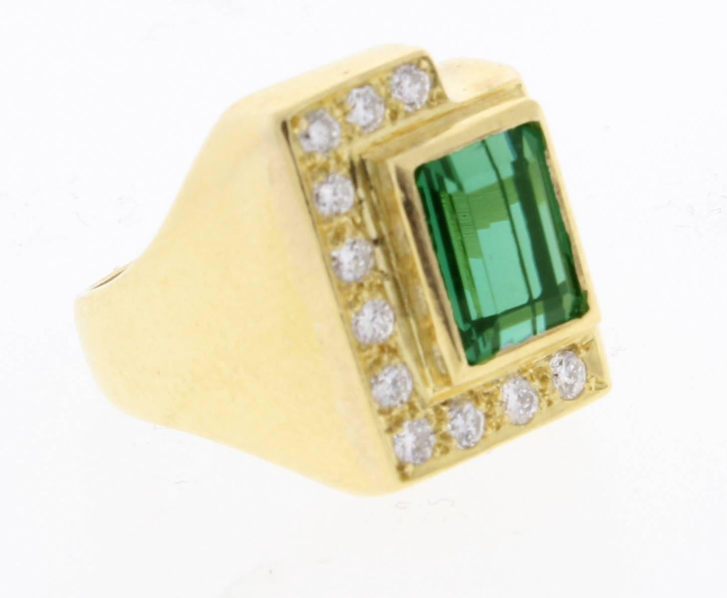 Women's Burle-Marx Tourmaline Diamond Gold Cocktail Ring