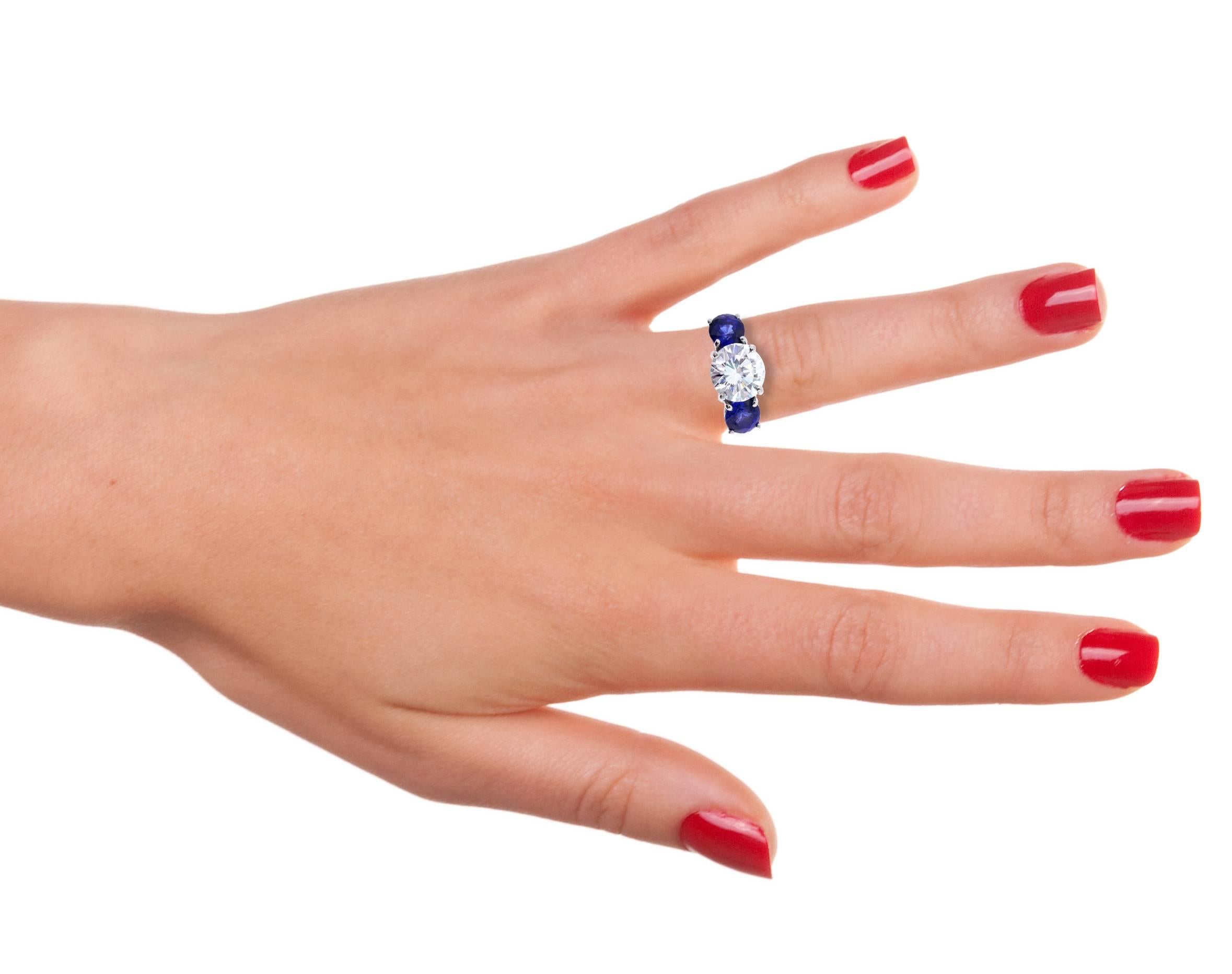 Women's Tiffany & Co Three Stone Diamond Sapphire Ring