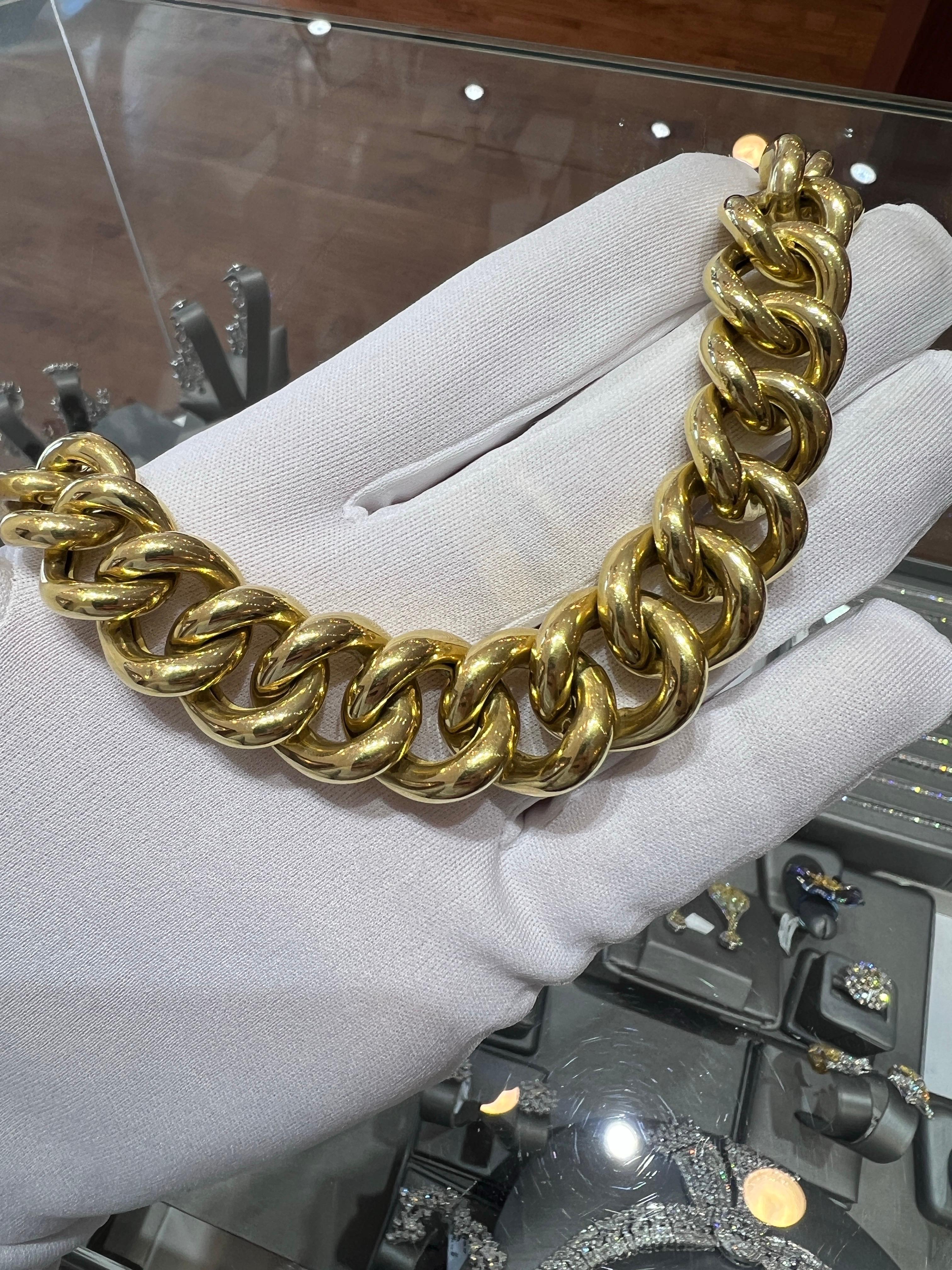 Collana da donna Bold Look Graduated Miami Cuban Curb Link 1980, oro giallo 14K in vendita 1