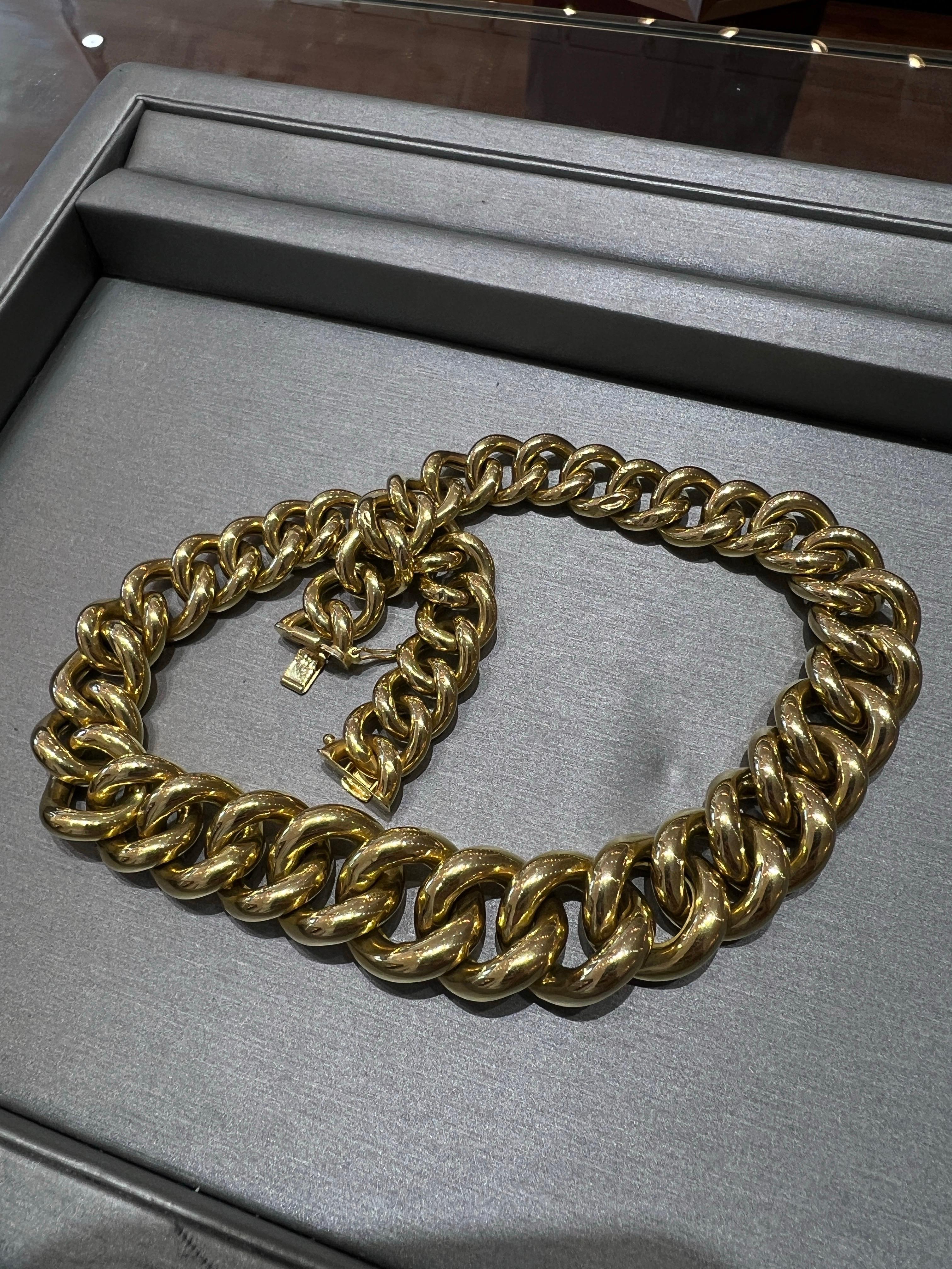 Collana da donna Bold Look Graduated Miami Cuban Curb Link 1980, oro giallo 14K in vendita 2