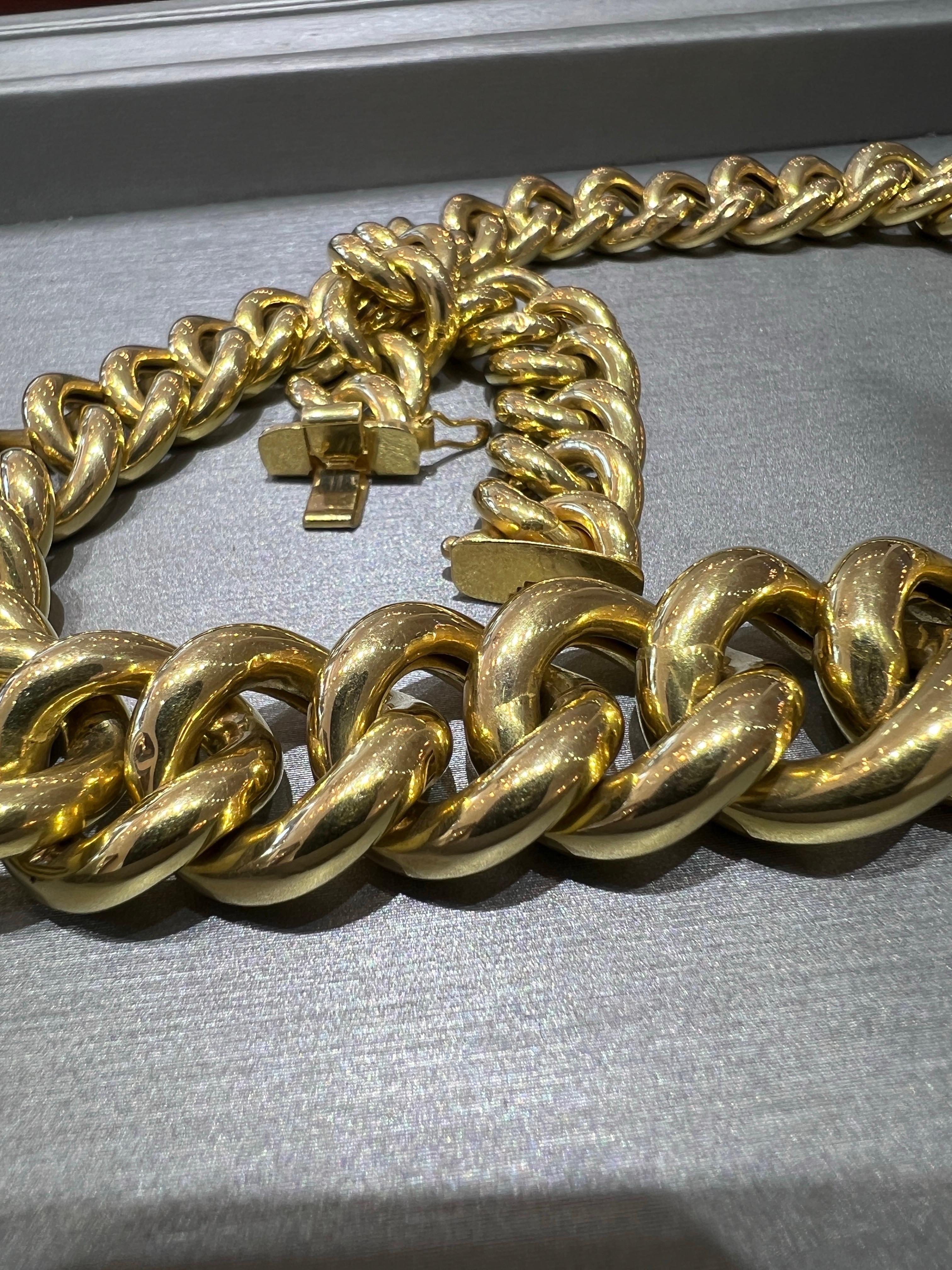 Collana da donna Bold Look Graduated Miami Cuban Curb Link 1980, oro giallo 14K in vendita 5