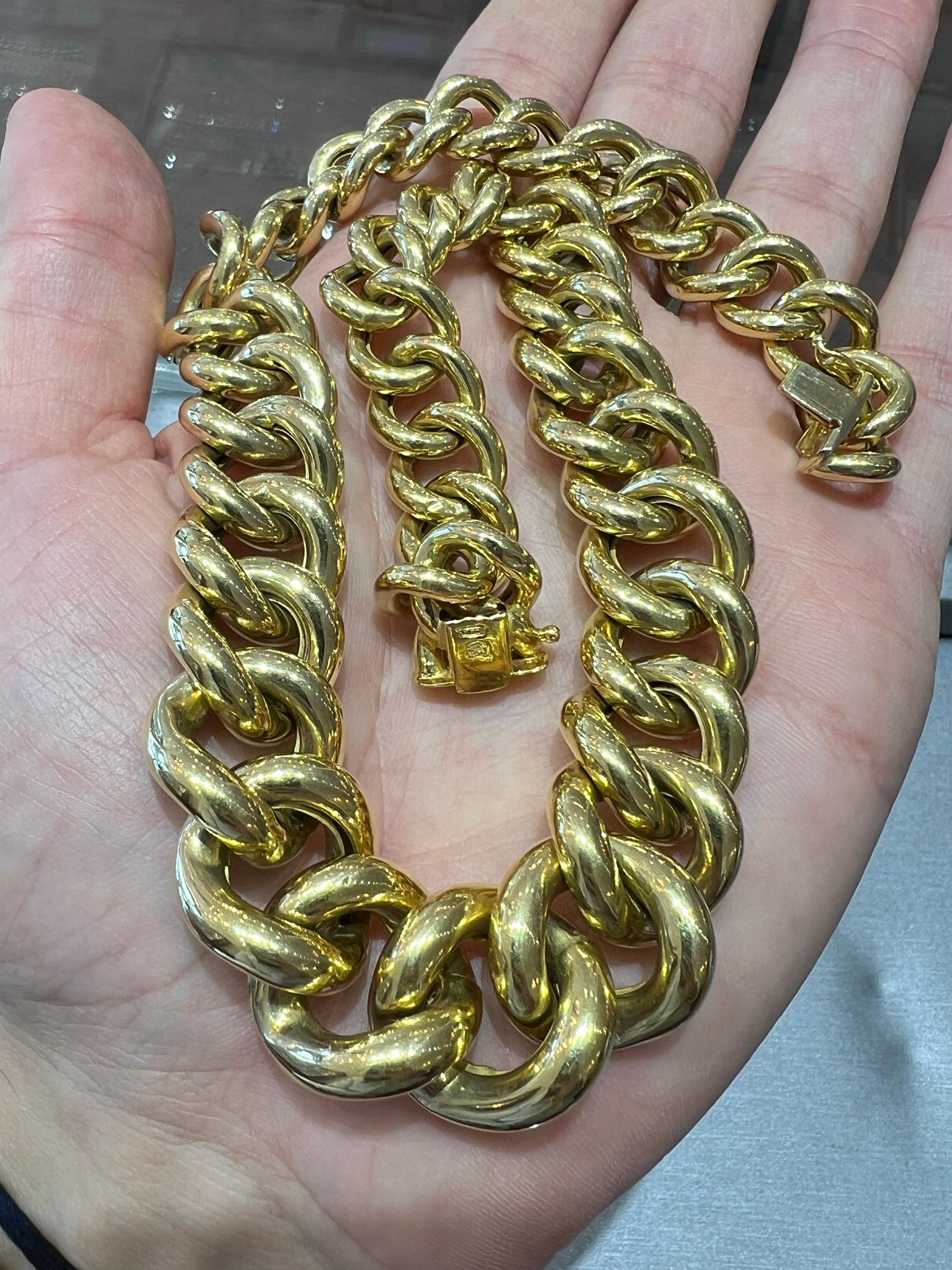 Collana da donna Bold Look Graduated Miami Cuban Curb Link 1980, oro giallo 14K in vendita 7