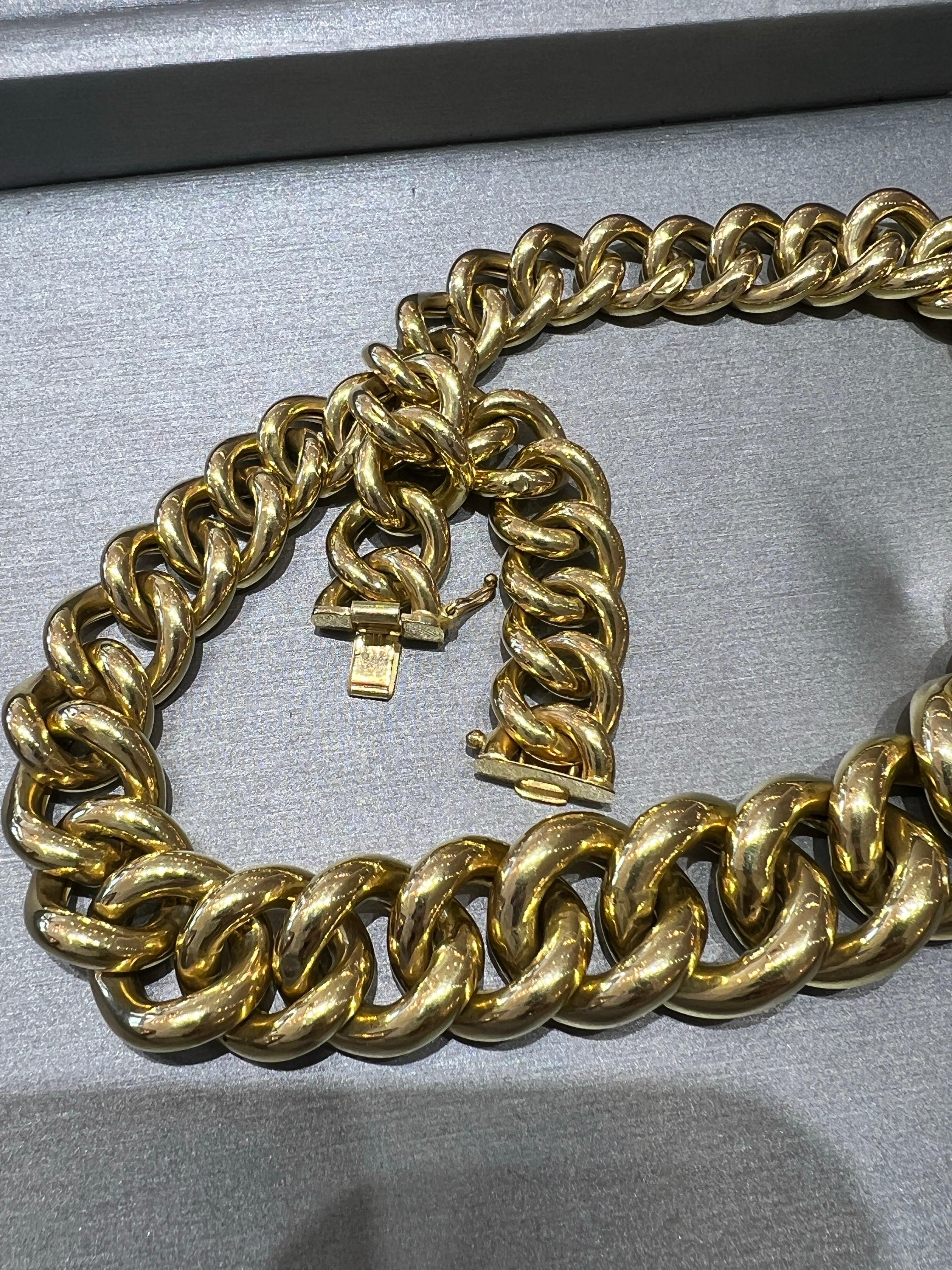Collana da donna Bold Look Graduated Miami Cuban Curb Link 1980, oro giallo 14K in vendita 6