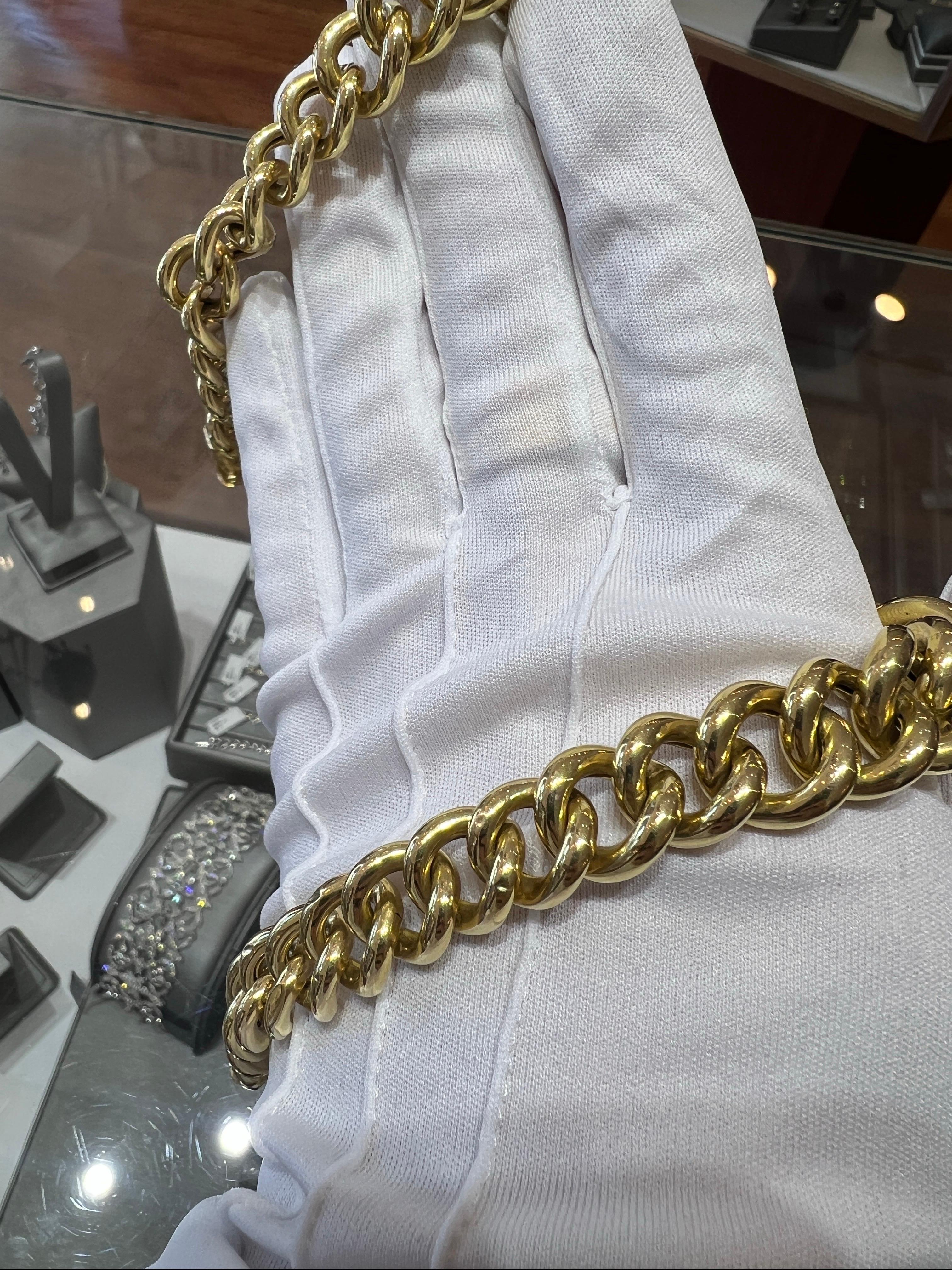 Collana da donna Bold Look Graduated Miami Cuban Curb Link 1980, oro giallo 14K in vendita 3